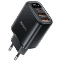 Зарядно за стена (YC67) - Yesido - дигитален дисплей, 3в1 (2x USB, Type-C), 17W, за телефон и таблет - Черно