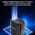 Зарядно за стена (YC67) - Yesido - дигитален дисплей, 3в1 (2x USB, Type-C), 17W, за телефон и таблет - Черно