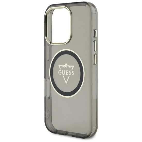 Калъф за iPhone 16 Pro - Guess IML Metal Mountain Logo MagSafe (GUHMP16LHFGTMSLSK) - Черен