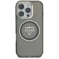 Калъф за iPhone 16 Pro Max - Guess IML Metal Mountain Logo MagSafe (GUHMP16XHFGTMSLSK) - черен