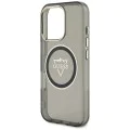 Калъф за iPhone 16 Pro Max - Guess IML Metal Mountain Logo MagSafe (GUHMP16XHFGTMSLSK) - черен