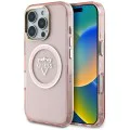 Калъф за iPhone 16 Pro Max - Guess IML Metal Mountain Logo MagSafe (GUHMP16XHFGTMSLSP) - Розов