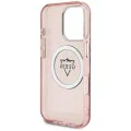 Калъф за iPhone 16 Pro Max - Guess IML Metal Mountain Logo MagSafe (GUHMP16XHFGTMSLSP) - Розов