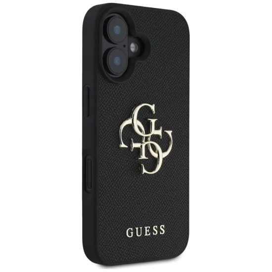 Калъф за iPhone 16 - Hardcase Grained Big 4G Logo Small Classic Logo (GUHCP16SPGT4MBK) - Черен