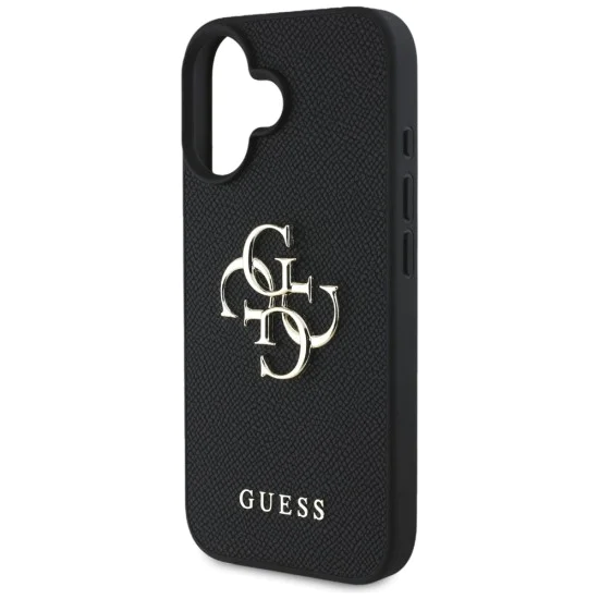 Калъф за iPhone 16 - Hardcase Grained Big 4G Logo Small Classic Logo (GUHCP16SPGT4MBK) - Черен