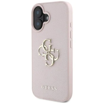 Калъф за iPhone 16 - Big Case Grained Big 4G Logo Small Classic Logo (GUHCP16SPGT4MBP) - Розов