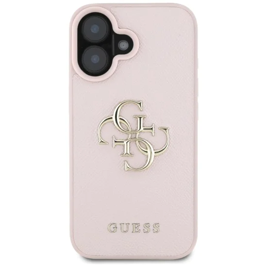 Калъф за iPhone 16 - Big Case Grained Big 4G Logo Small Classic Logo (GUHCP16SPGT4MBP) - Розов