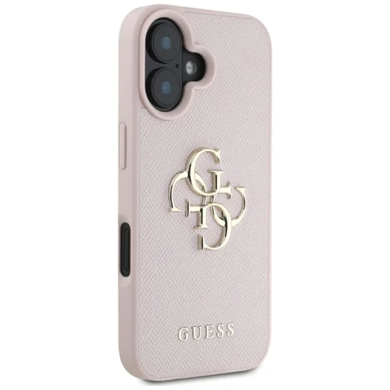 Калъф за iPhone 16 - Big Case Grained Big 4G Logo Small Classic Logo (GUHCP16SPGT4MBP) - Розов