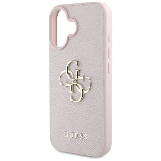 Калъф за iPhone 16 - Big Case Grained Big 4G Logo Small Classic Logo (GUHCP16SPGT4MBP) - Розов