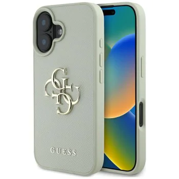Калъф за iPhone 16 - Big Case Grained Big 4G Logo Small Classic Logo (GUHCP16SPGT4MBN) - Зелен