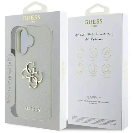Калъф за iPhone 16 - Big Case Grained Big 4G Logo Small Classic Logo (GUHCP16SPGT4MBN) - Зелен