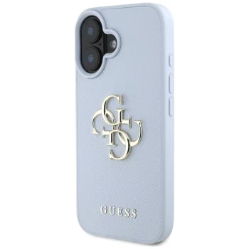 Калъф за iPhone 16 - Big Case Grained Big 4G Logo Small Classic Logo (GUHCP16SPGT4MBB) - Син