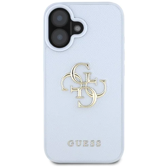 Калъф за iPhone 16 - Big Case Grained Big 4G Logo Small Classic Logo (GUHCP16SPGT4MBB) - Син