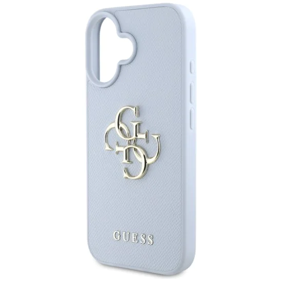 Калъф за iPhone 16 - Big Case Grained Big 4G Logo Small Classic Logo (GUHCP16SPGT4MBB) - Син