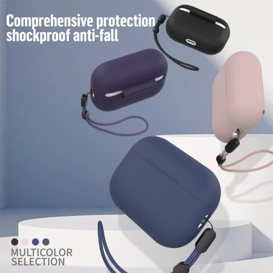 Калъф за AirPods Pro 2 - Защитен калъф от течен силикон - лилав