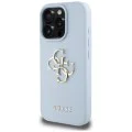 Калъф за iPhone 16 Pro - Hardcase Grained Big 4G Logo Small Classic Logo (GUHCP16LPGT4MBB) - Син