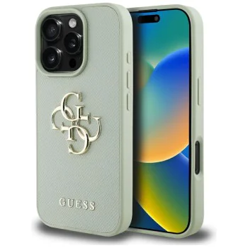 Калъф за iPhone 16 Pro Max - Hardcase Grained Big 4G Logo Small Classic Logo (GUHCP16XPGT4MBN) - Зелен