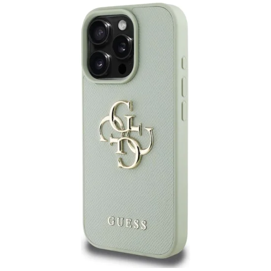 Калъф за iPhone 16 Pro Max - Hardcase Grained Big 4G Logo Small Classic Logo (GUHCP16XPGT4MBN) - Зелен