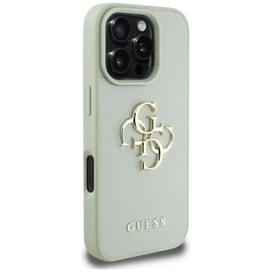 Калъф за iPhone 16 Pro Max - Hardcase Grained Big 4G Logo Small Classic Logo (GUHCP16XPGT4MBN) - Зелен