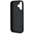 Калъф за iPhone 16 - кожен горещ печат 4G модел триъгълно метално лого (GUHCP16SPGP4STRK) - черен