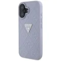 Калъф за iPhone 16 - Кожен горещ печат 4G Pattern Triangle Metal Logo (GUHCP16SPGP4STRU) - Лилав