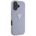 Калъф за iPhone 16 - Кожен горещ печат 4G Pattern Triangle Metal Logo (GUHCP16SPGP4STRU) - Лилав