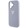 Калъф за iPhone 16 - Кожен горещ печат 4G Pattern Triangle Metal Logo (GUHCP16SPGP4STRU) - Лилав