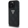 Калъф за iPhone 16 Pro - Кожен Hot Stamp 4G Pattern Triangle Metal Logo (GUHCP16LPGP4STRK) - Черен