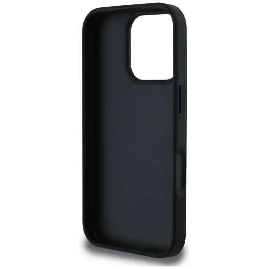 Калъф за iPhone 16 Pro - Кожен Hot Stamp 4G Pattern Triangle Metal Logo (GUHCP16LPGP4STRK) - Черен