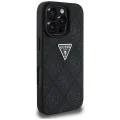 Калъф за iPhone 16 Pro - Кожен Hot Stamp 4G Pattern Triangle Metal Logo (GUHCP16LPGP4STRK) - Черен