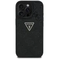 Калъф за iPhone 16 Pro - Кожен Hot Stamp 4G Pattern Triangle Metal Logo (GUHCP16LPGP4STRK) - Черен