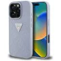 Калъф за iPhone 16 Pro Max - Guess - Leather Hot Stamp 4G Pattern Triangle Metal Logo (GUHCP16XPGP4STRU) - Светло лилав