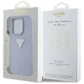 Калъф за iPhone 16 Pro Max - Guess - Leather Hot Stamp 4G Pattern Triangle Metal Logo (GUHCP16XPGP4STRU) - Светло лилав