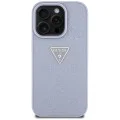 Калъф за iPhone 16 Pro Max - Guess - Leather Hot Stamp 4G Pattern Triangle Metal Logo (GUHCP16XPGP4STRU) - Светло лилав