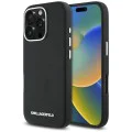 Калъф за iPhone 16 Pro - Saffiano Full Wrapped Elongated Metal Logo MagSafe (KLHMP16LPSAFWMCK) - Черен
