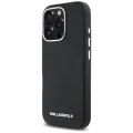 Калъф за iPhone 16 Pro Max - Karl Lagerfeld - Saffiano Full Wrapped Elongated Metal Logo MagSafe (KLHMP16XPSAFWMCK) - Черен