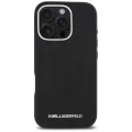 Калъф за iPhone 16 Pro Max - Karl Lagerfeld - Saffiano Full Wrapped Elongated Metal Logo MagSafe (KLHMP16XPSAFWMCK) - Черен