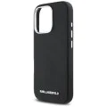 Калъф за iPhone 16 Pro Max - Karl Lagerfeld - Saffiano Full Wrapped Elongated Metal Logo MagSafe (KLHMP16XPSAFWMCK) - Черен