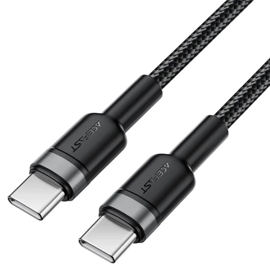 Кабел за данни / зареждане – Acefast C22-03 – Type-C към Type-C, Fast Charge, 60W, 3A, оплетка Nylon, 1.2m – Черен