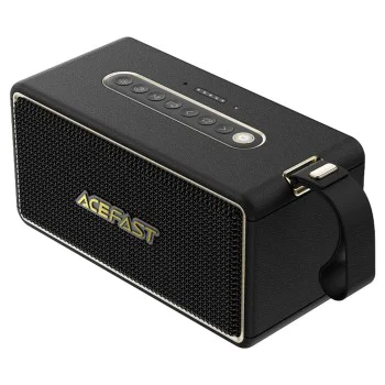 Безжична колонка – Acefast K3 Max – Bluetooth 5.4, TF, AUX, RGB светлини, DSP, 360° звук, IPX6, 80W, 5000mAh – Черен