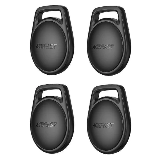 Смарт тракери (4 броя) – Acefast S2 – Apple Find My, връзка, Bluetooth, 230mAh – Черен