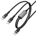 Кабел за данни / зареждане – Acefast C22-02 – Type-C към 2x Type-C, Fast Charge, 100W, 5A, Nylon Braid, 1.25m – Черен