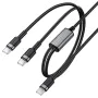 Кабел за данни / зареждане – Acefast C22-02 – Type-C към 2x Type-C, Fast Charge, 100W, 5A, Nylon Braid, 1.25m – Черен
