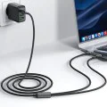 Кабел за данни / зареждане – Acefast C22-02 – Type-C към 2x Type-C, Fast Charge, 100W, 5A, Nylon Braid, 1.25m – Черен
