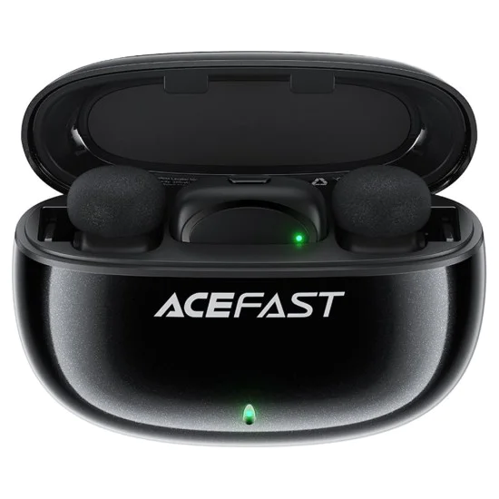 Лавалерни микрофони – Acefast R2 – Type-C, 360°, шумопотискане, двоен запис, 300mAh, ниска латентност – Черен
