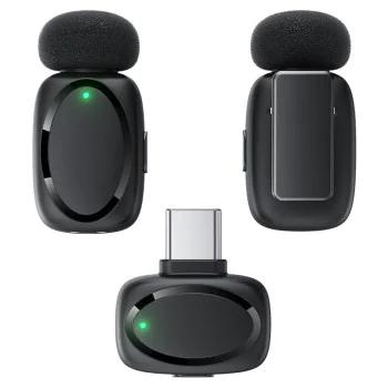 Лавалерни микрофони – Acefast R2 – Type-C, 360°, шумопотискане, двоен запис, 300mAh, ниска латентност – Черен