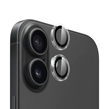 Протектор камера за iPhone 16 / iPhone 16 Plus - оригинален протектор за обектив с метална рамка - Прозрачен