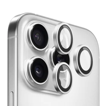 Протектор камера за iPhone 16 Pro / iPhone 16 Pro Max - оригинален протектор за обектив с метална рамка - сребрист титан