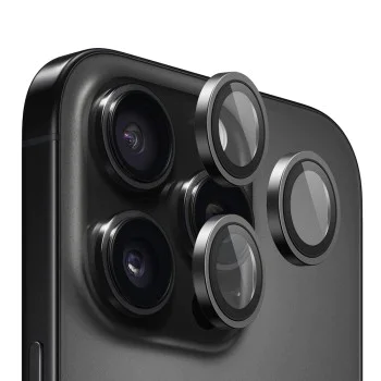 Протектор камера за iPhone 16 Pro / iPhone 16 Pro Max - оригинален протектор за обектив с метална рамка - черен титан