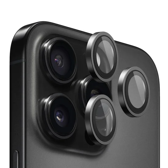 Протектор камера за iPhone 16 Pro / iPhone 16 Pro Max - оригинален протектор за обектив с метална рамка - черен титан
